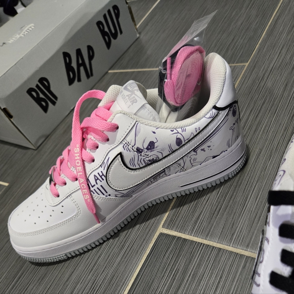 Custom Boo/DBZ Nike Air Force 1 White and Gray - Picture 2 of 15